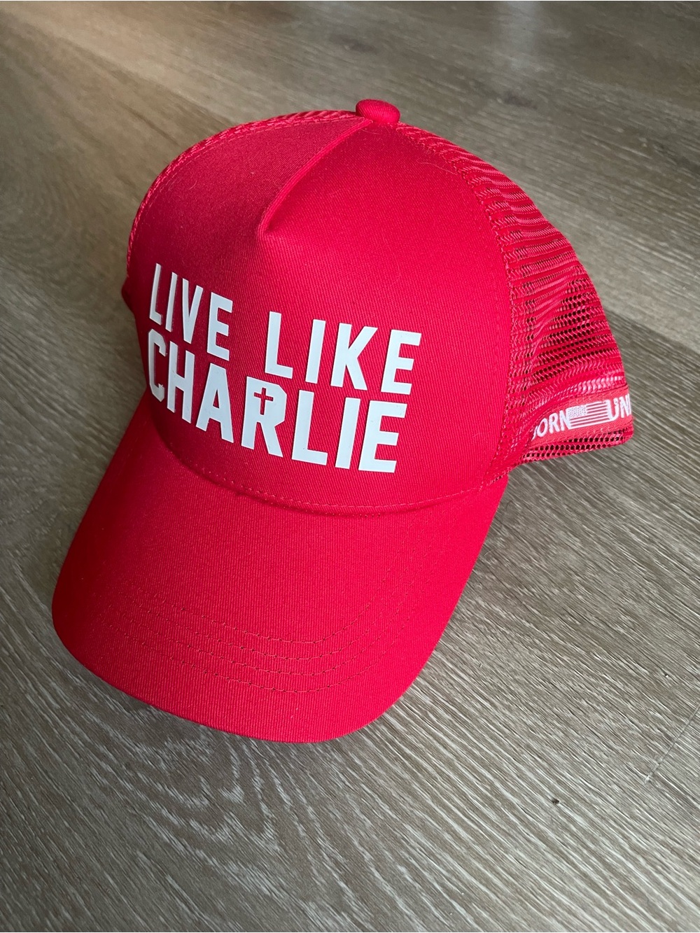 Live Like Charlie Red Trucker Cap